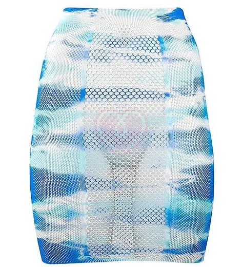 Юбка в сеточку с завышенной талией и наклейкой на декольте Le Desir разноцветная фото 6