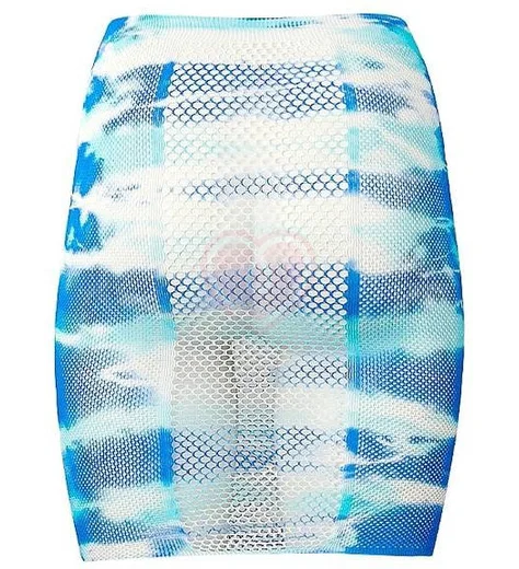 Юбка в сеточку с завышенной талией и наклейкой на декольте Le Desir разноцветная фото 7