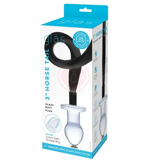 Стеклянная анальная пробка Glas Horse Tail с хвостом фото 5