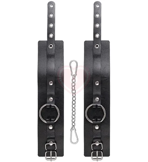 Оковы на ноги из толстой кожи с люверсами Pecado BDSM черные фото 4