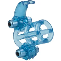 Вибронасадка сквозная Basic Essentials Double Trouble Vibrating Support System голубая