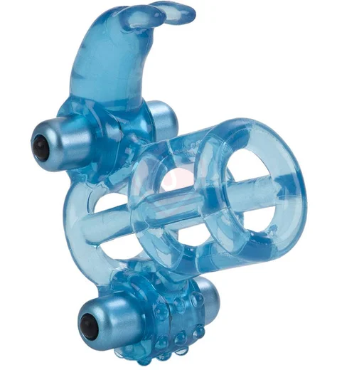 Вибронасадка сквозная Basic Essentials Double Trouble Vibrating Support System голубая фото 1