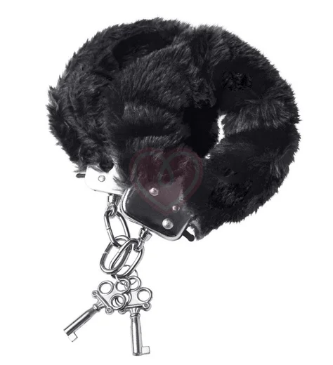 Наручники с мехом ToyFa Theatre Fur чёрные фото 2