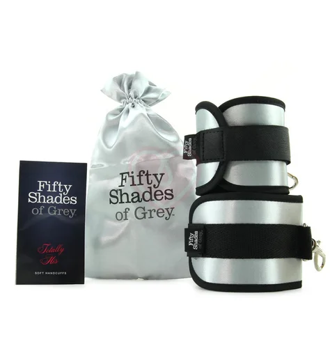 Мягкие атласные наручники '50 оттенков серого' Totally His фото 4