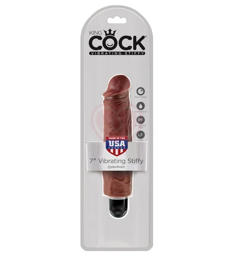 Вибратор King Cock Vibrating Stiffy 18 см коричневый фото 3