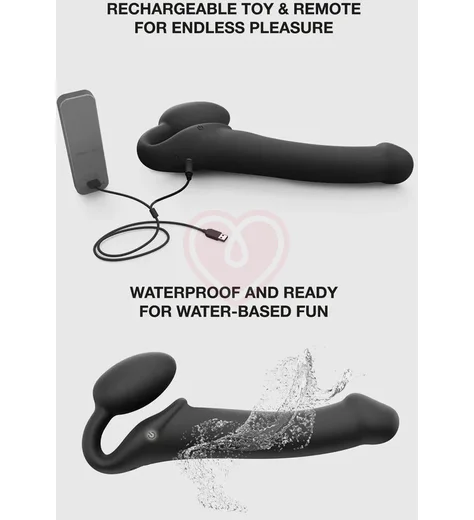 Безремневой страпон с вибрацией и пультом управления Strap-on-me L чёрный фото 6