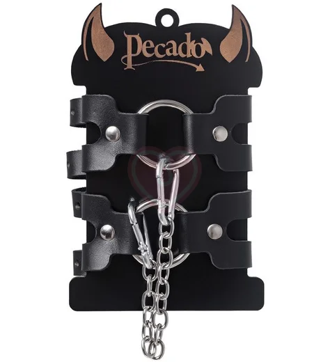 Оковы на ноги из двух ремешков Pecado BDSM черные фото 6