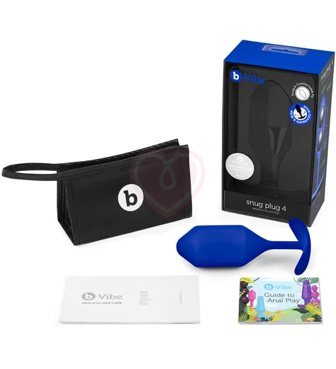 Утяжелённая анальная пробка для ношения b-Vibe Snug Plug 4 большая синяя фото 5
