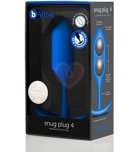 Утяжелённая анальная пробка для ношения b-Vibe Snug Plug 4 большая синяя фото 6