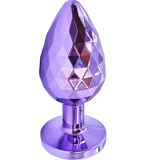 Текстурная алюминиевая анальная пробка Kanikule Medium с кристаллом фиолетовая фото 2