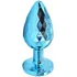 Текстурная алюминиевая анальная пробка Kanikule Small с кристаллом голубая фото 2