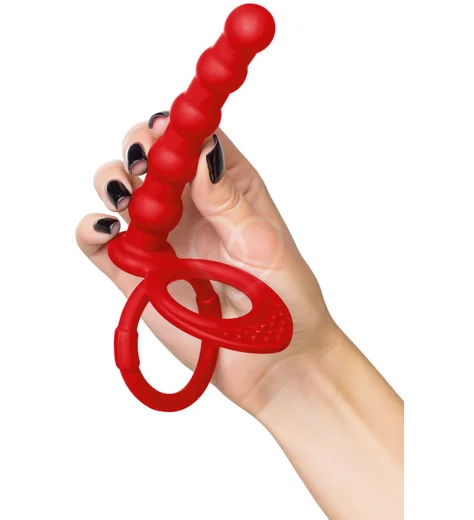 Фактурная насадка для двойного проникновения Toyfa Double Penetration красная фото 6