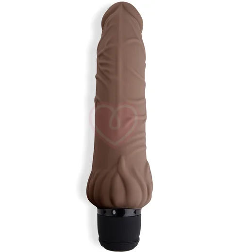 Реалистичный вибратор с клиторальным стимулятором PowerCocks коричневый фото 3