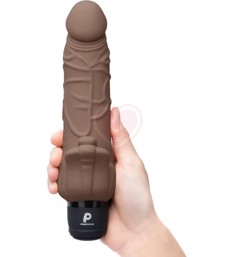 Реалистичный вибратор с клиторальным стимулятором PowerCocks коричневый фото 4