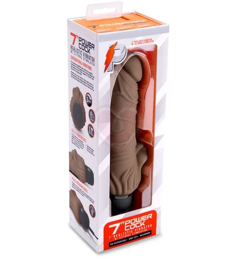 Реалистичный вибратор с клиторальным стимулятором PowerCocks коричневый фото 9