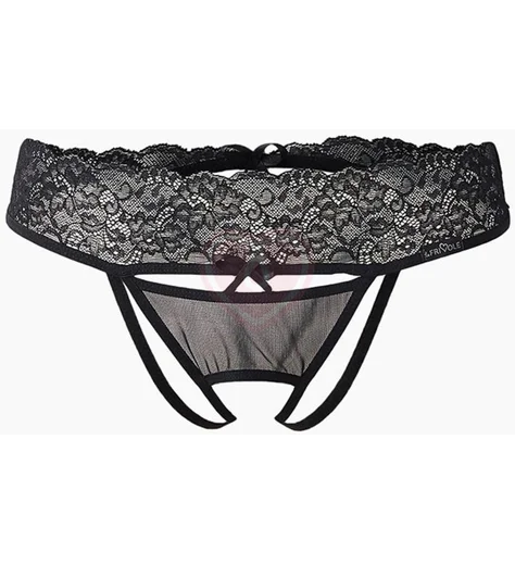 Трусики из мягкого кружева с открытым доступом Easy To Love чёрные фото 6