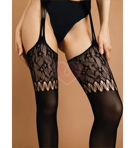 Боди-комбинезон с вырезами и имитацией чулок Impulse чёрный фото 4