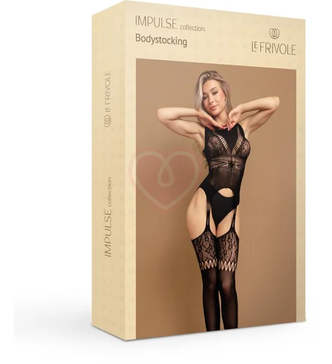 Боди-комбинезон с вырезами и имитацией чулок Impulse чёрный фото 6