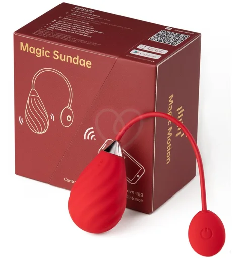 Виброяйцо с управлением от приложения Magic Sundae красное фото 2