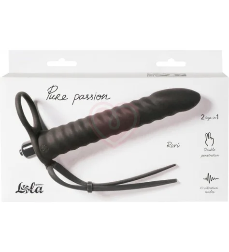 Насадка для двойного проникновения с лассо и вибропулей Pure Passion Rori 16 см чёрная фото 5