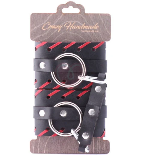 Оковы из натуральной кожи с красной окантовкой Crazy Handmade фото 2