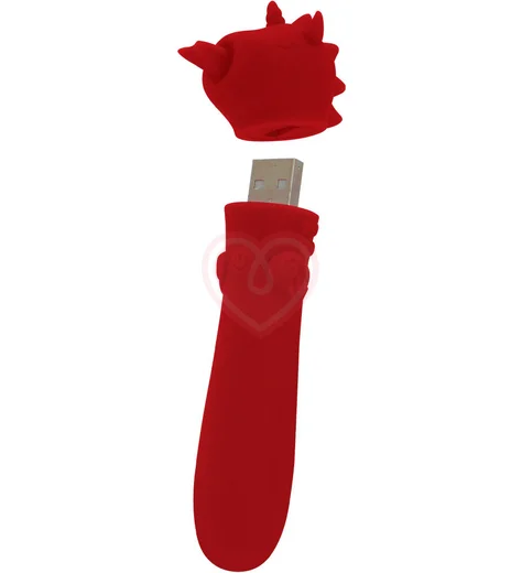 Вибропуля Unihorn Usb Blaze Diablo со стимуляцией язычком красная фото 2