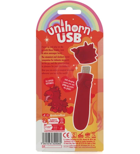 Вибропуля Unihorn Usb Blaze Diablo со стимуляцией язычком красная фото 4