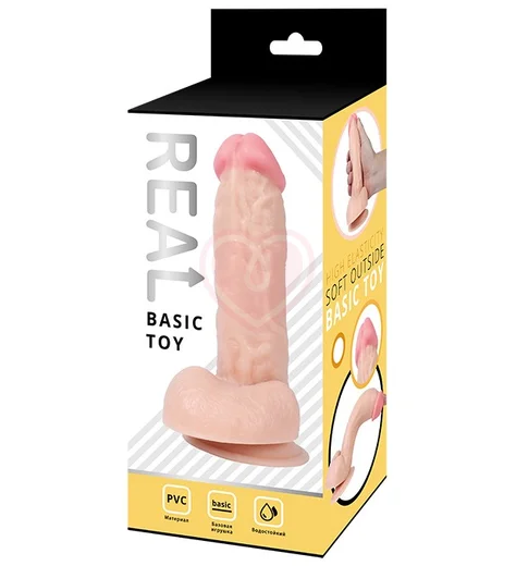 Реалистичный фаллоимитатор с мошонкой на присоске Real Basic Toy 17,5 см фото 2