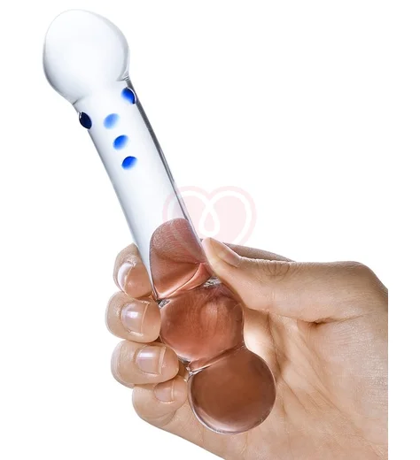 Изогнутый стеклянный стимулятор Textured G-Spot Glass Dildo прозрачный фото 3