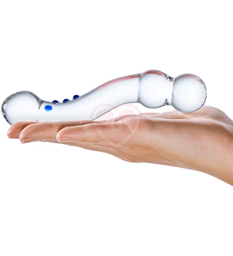 Изогнутый стеклянный стимулятор Textured G-Spot Glass Dildo прозрачный фото 5