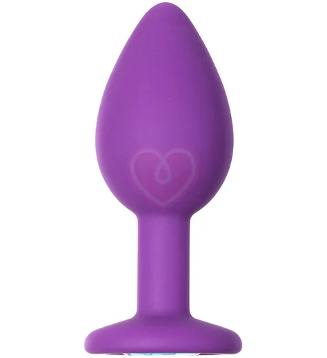 Маленькая анальная пробка Emotions Cutie Small фиолетовая с голубым кристаллом фото 2