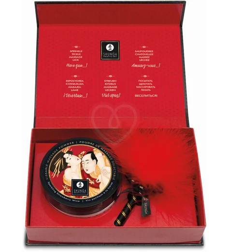 Массажная пудра с перышком Shunga Kissable Massage Powder Клубника и шампанское фото 3