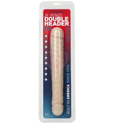 Двухсторонний фаллоимитатор Jr. Veined Double Header Bender 30 см телесный фото 2
