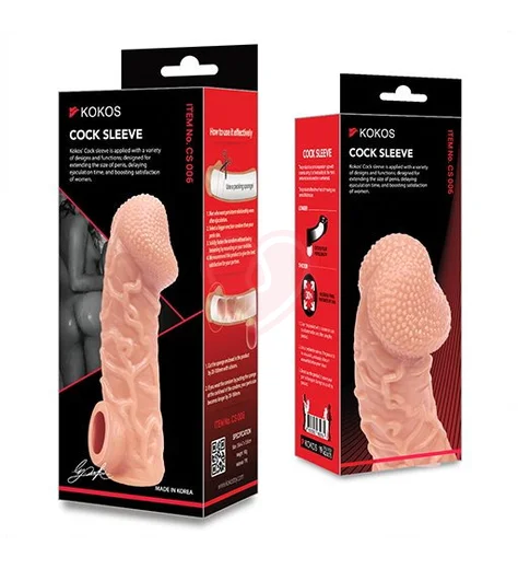 Реалистичная насадка с отверстием для мошонки Kokos Cock Sleeve CS006-L фото 2