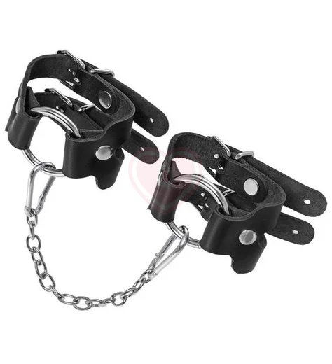 Наручники-браслеты из двух ремней Pecado BDSM черные фото 3