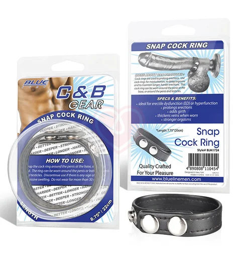 Кожаное кольцо на член на клепках Snap Cock Ring 4 см фото 2