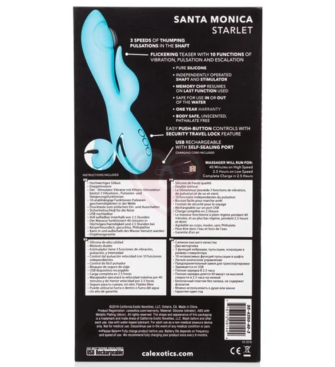 Вибратор со стимуляцией точки G и клитора Santa Monica Starlet голубой фото 6