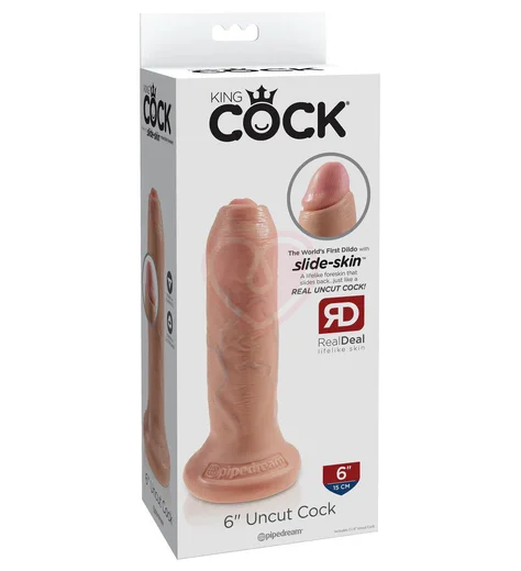 Фаллоимитатор King Cock Uncut с подвижной крайней плотью 15,2 см телесный фото 4