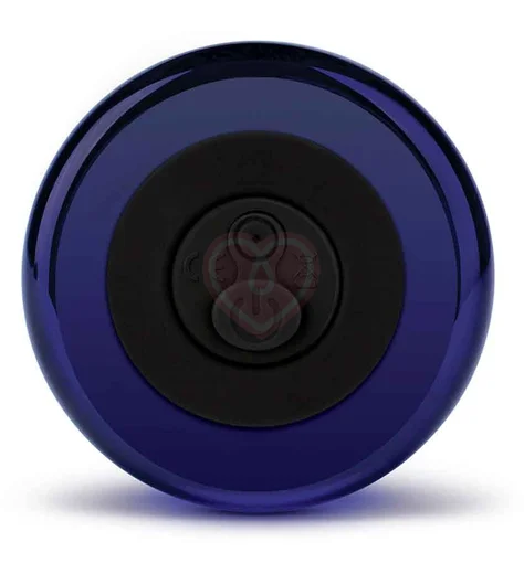 Стеклянная рельефная анальная вибропробка с пультом Glas Beaded Buttplug синяя фото 5