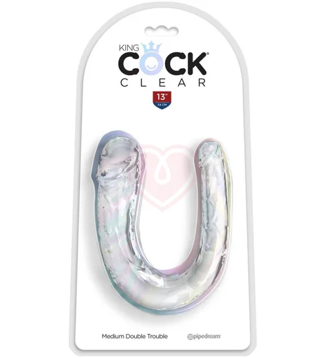 Двухсторонний фаллоимитатор King Cock Clear Double Trouble Medium прозрачный фото 2