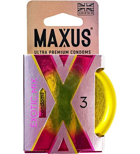 Ароматизированные цветные презервативы Maxus Exotic Mix 3 шт с кейсом фото 2