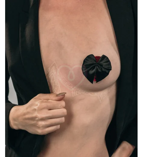 Пэстисы Burlesque Blaze круги с бантиками чёрные с красным фото 4
