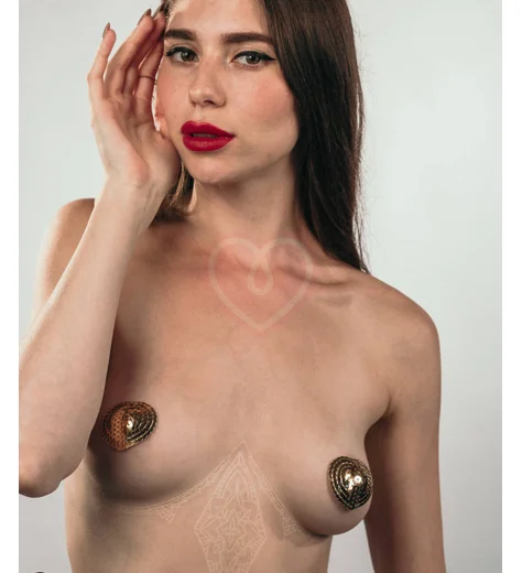 Пэстисы Burlesque Rand сердечки из пайеток золотые фото 4