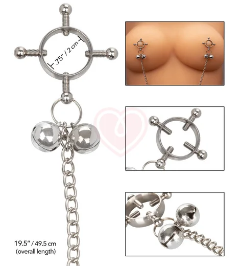 Зажимы для сосков с цепочкой и колокольчиками Nipple Grips фото 3