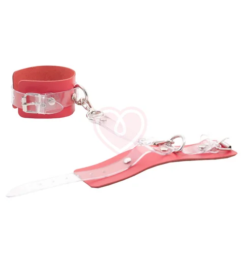 Наручники Лунный Свет красные с прозрачным ремешком фото 2