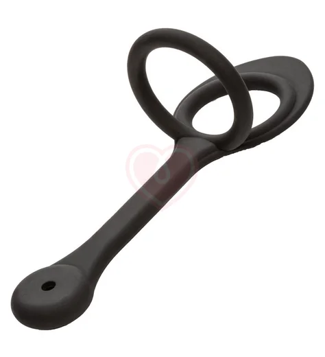 Рельефная анальная пробка с кристаллом и двойным эрекционным кольцом фото 4