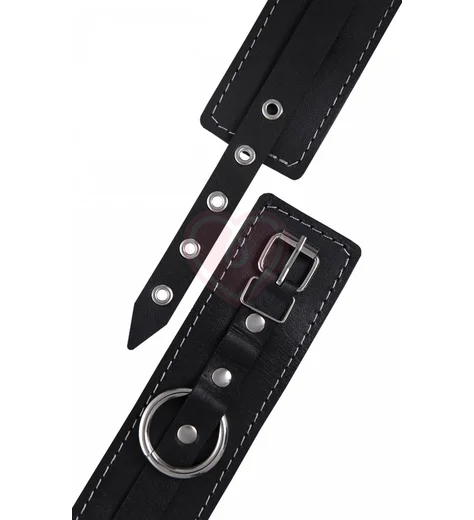 Двухслойные оковы на ноги Pecado BDSM с карабинами черные фото 7