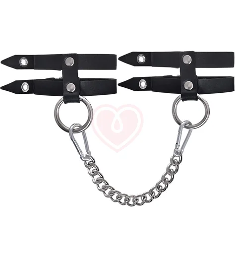 Оковы на ноги из двух ремешков с кольцом Pecado BDSM черные фото 3