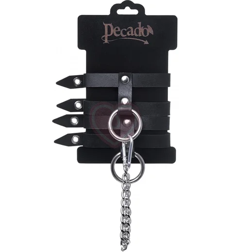 Оковы на ноги из двух ремешков с кольцом Pecado BDSM черные фото 6