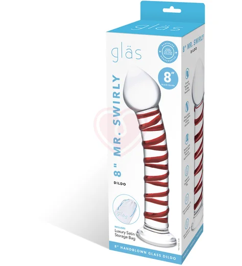 Стеклянный фаллоимитатор с красной спиралью Glas Mr.Swirly фото 6